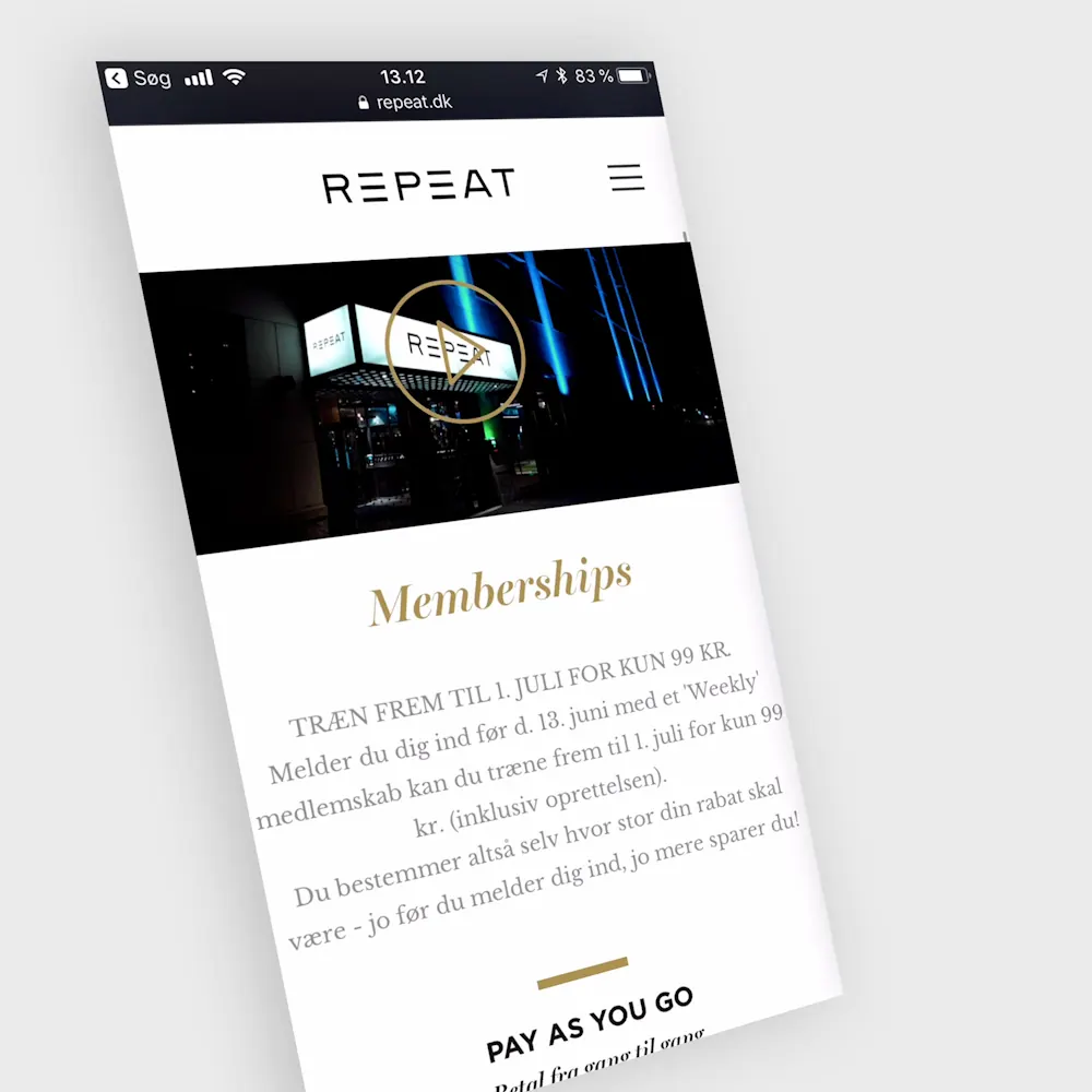 Repeat Fitness — Website & medlemssystem